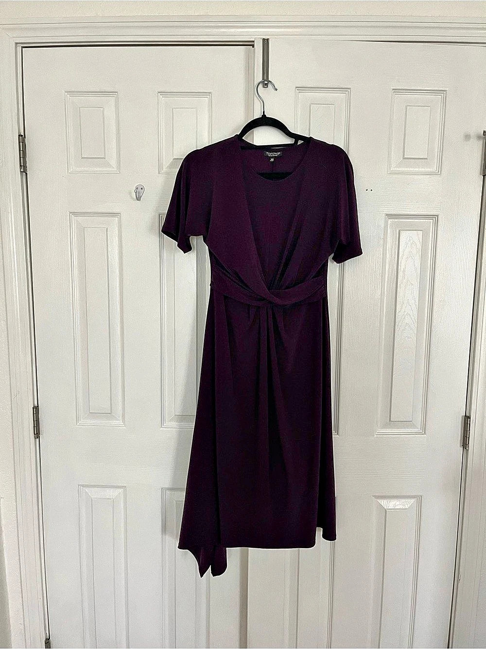 Topshop Deep Purple Twistwaist Midi Dress Purple Size Medium 4